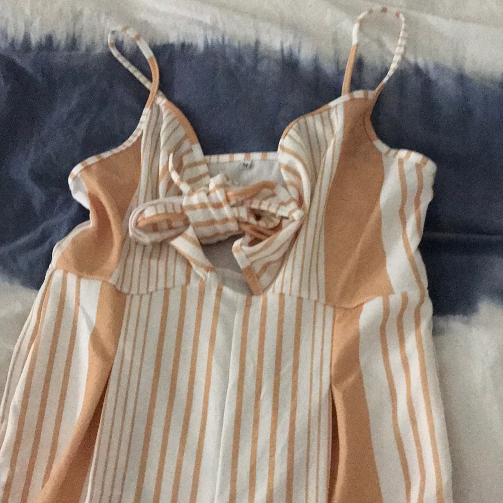 Yellow and white striped romper